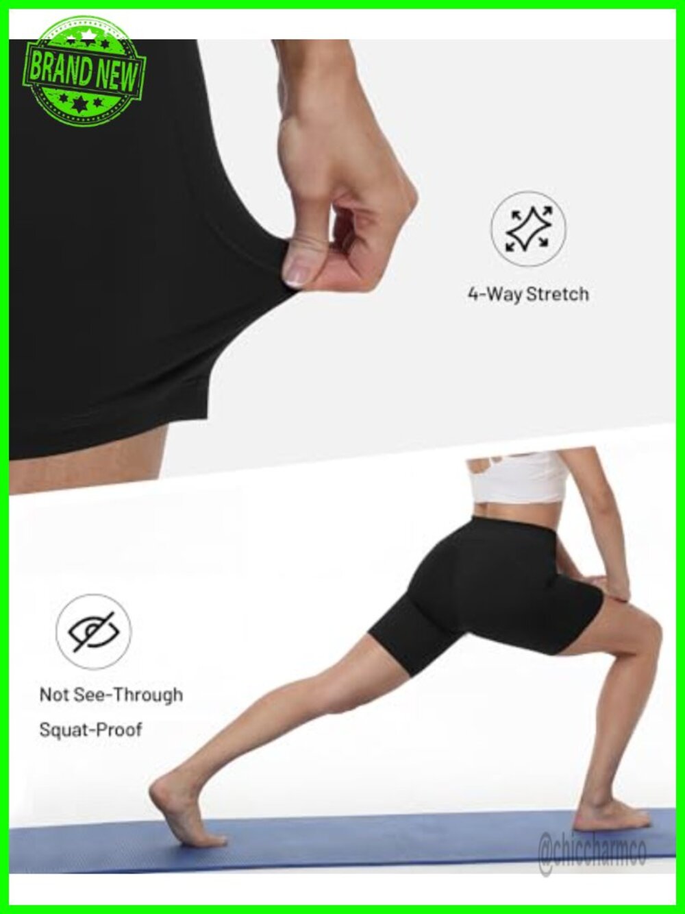 High Waist Tummy Control Bike Shorts No Front Seam 4/6/8 Inseam Pockets - Picture 3 of 7
